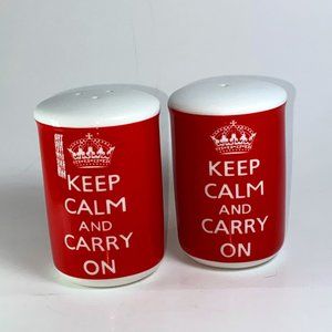 Stay Calm and Carry One Ceramic Salt and Pepper Shakers